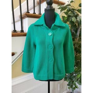 Banana Republic Emerald Green Cotton cropped swing sweater coat Medium